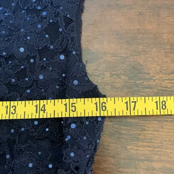 Dressbarn Collection Navy Blue Sleeveless Sequin V Neck Dress Size 8 - Picture 9 of 10